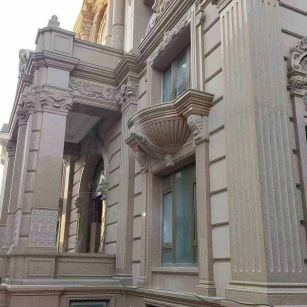 中卫 黄金麻花岗岩光面别墅外墙干挂施工完成