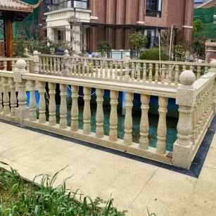 中卫黄金麻花岗岩石材栏杆，扶手，将军柱，花瓶柱