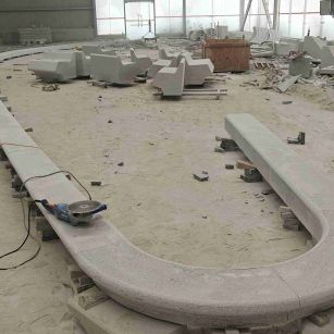 中卫 芝麻白花岗岩弧形花坛石，坐凳石