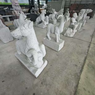 中卫 芝麻白花岗岩造型立体雕刻——十二生肖