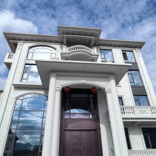 中卫白麻别墅外墙干挂石材效果示例