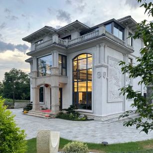 中卫 白麻花岗岩私人别墅干挂石材豪华定制