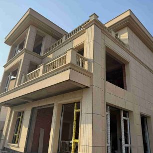 中卫 黄金麻花岗岩石材荔枝面外墙干挂效果展示