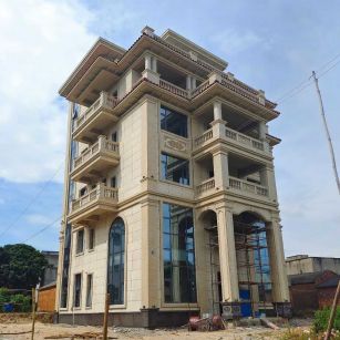 中卫 黄金麻花岗岩石材别墅外墙干挂搭配（雕花栏杆花瓶柱门楼罗马柱）