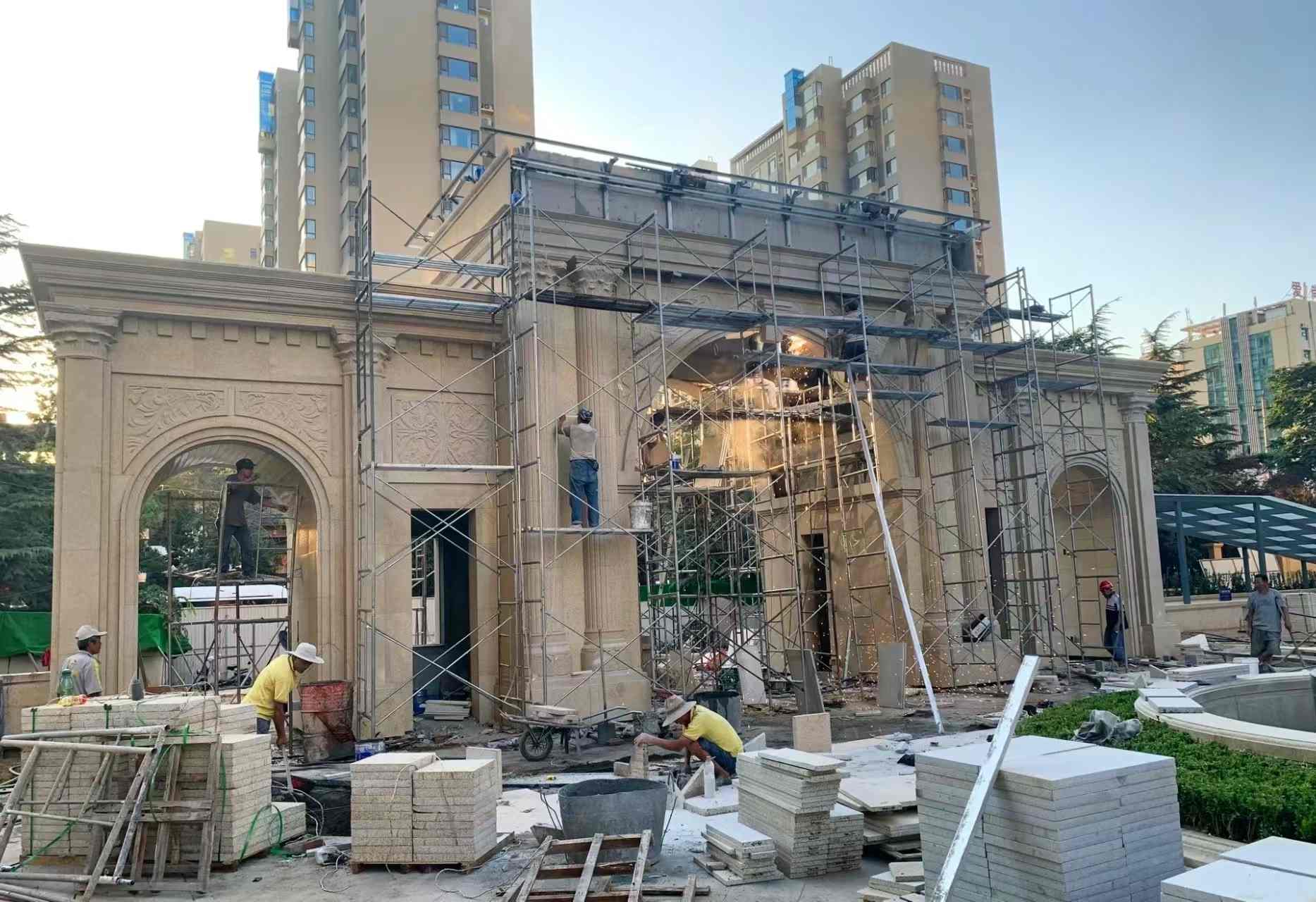 中卫 黄金麻荔枝面花岗岩小区门楼外墙干挂